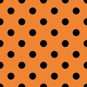 2" Large Polka Dot Repeat Pattern | Black on Orange