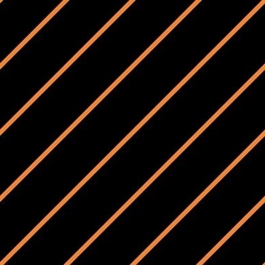 Thin Diagonal Stripes Pattern | Orange on Black