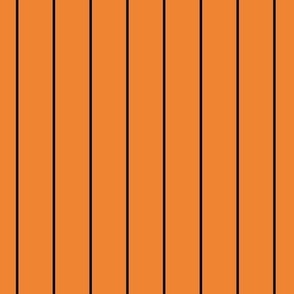 Thin Vertical Pinstripe Pattern | Black on Orange