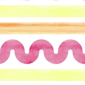Pink and yellow watercolour squiggle pattern