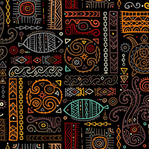   Polynesian Tribal Tattoo, Black and White Background