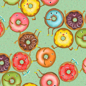 dancing donuts // mint // large scale