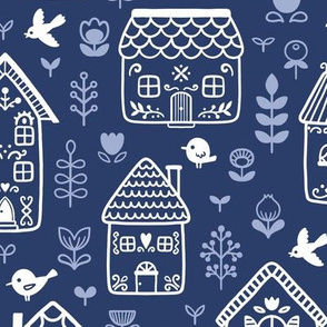 Scandi home sweet home - navy - large scale