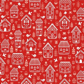 Scandi home sweet home - bright red - small scale