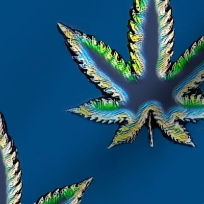 Blue and Green Marijuana Pot Leaf 