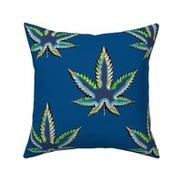 Blue and Green Marijuana Pot Leaf 