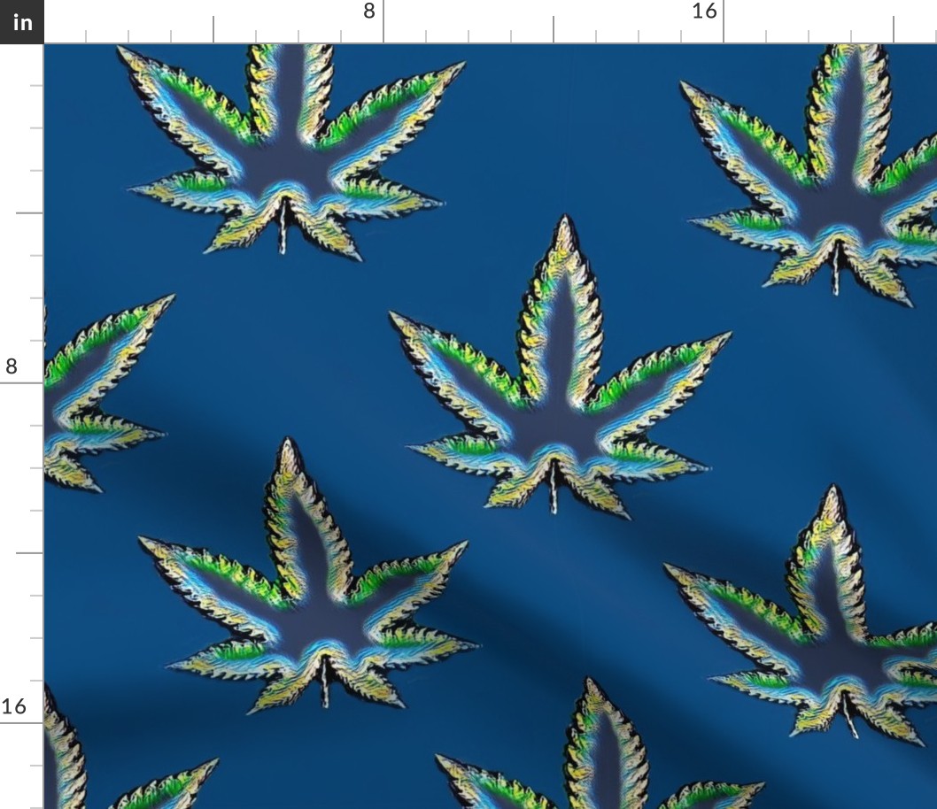 Blue and Green Marijuana Pot Leaf 