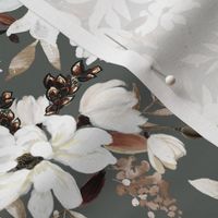 Magnolia Grove Floral // Dove Gray