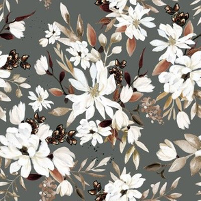 Magnolia Grove Floral // Dove Gray