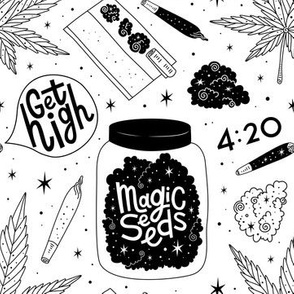 #11 medium scale / magic seeds b&w outline 