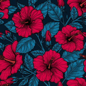 Red hibiscus flowers