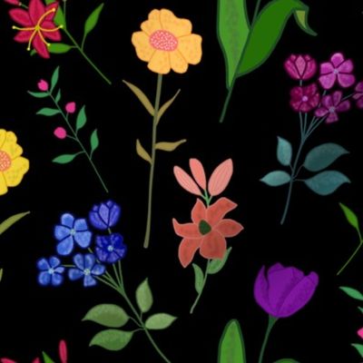 Spring Garden Chintz - black, medium 