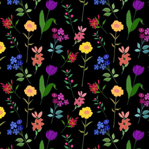 Spring Garden Chintz - black, medium 