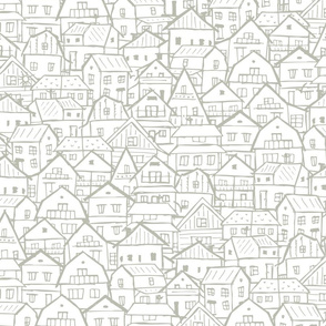  Cute country houses. Childish style. Abstract city sketch. Home decor. Print for coloring