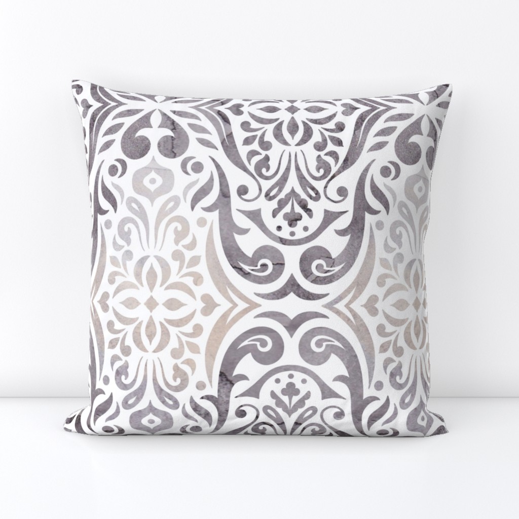 Watercolor damask - storm - large scale