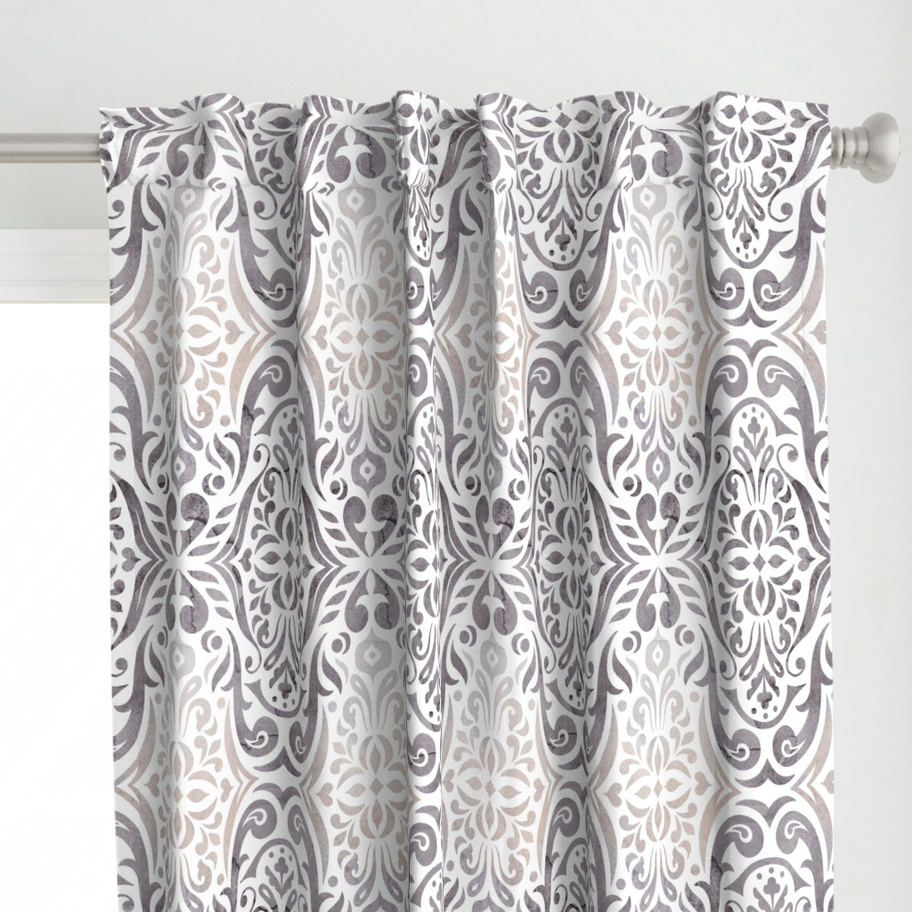 Watercolor damask - storm - large scale