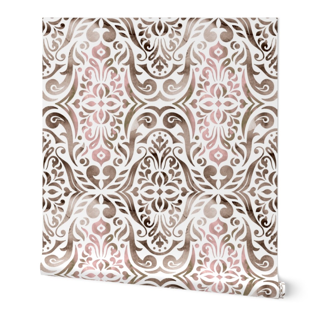 Watercolor damask - neutral - large scale
