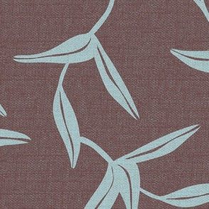 Windham - Botanical Leaves Malibu Earthen Brown Blue Large Scale