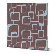 On The Quad - Mid Century Modern Geometric Textured Malibu Earthen Brown Blue Large Scale