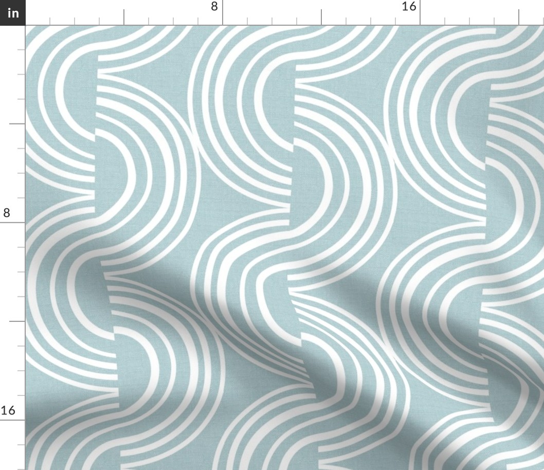 Wander - Geometric Stripe Textured Malibu Blue White Large Scale