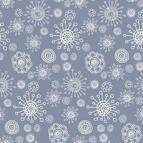 Floral Blue Gray