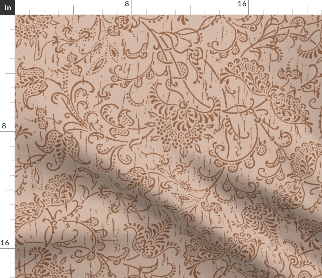 large sarasa floral in salmon with batik texture