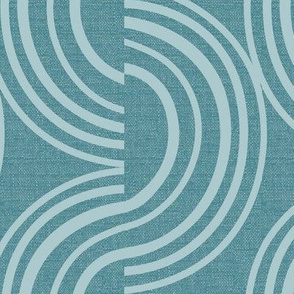 Wander - Geometric Stripe Textured Malibu Teal Blue Large Scale