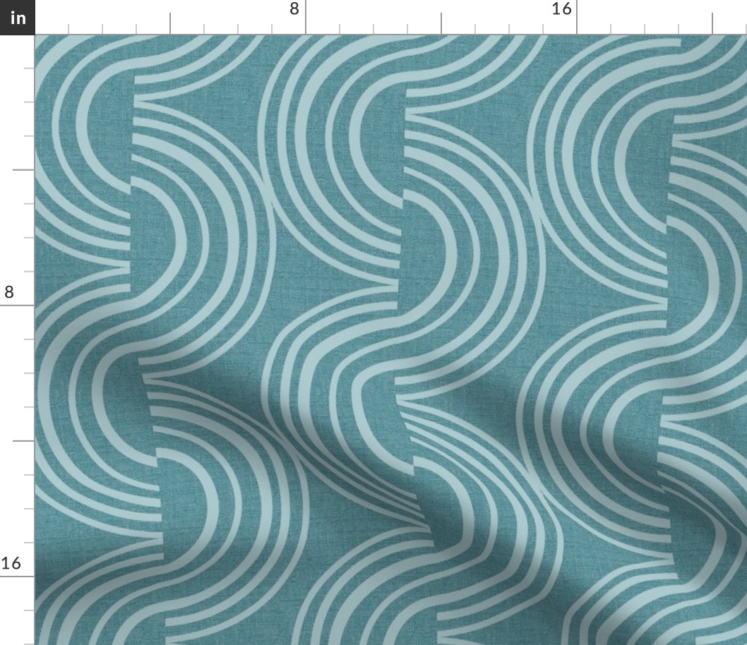 Wander - Geometric Stripe Textured Malibu Teal Blue Large Scale
