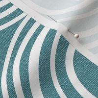 Wander - Geometric Stripe Textured Malibu Teal White Large Scale