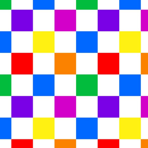 white and rainbow checkerboard
