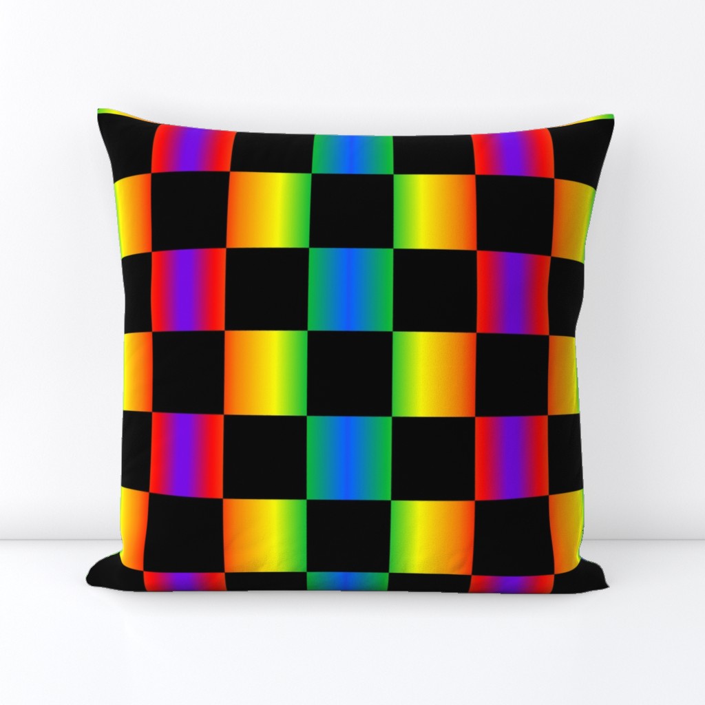 black and rainbow varigate checkerboard