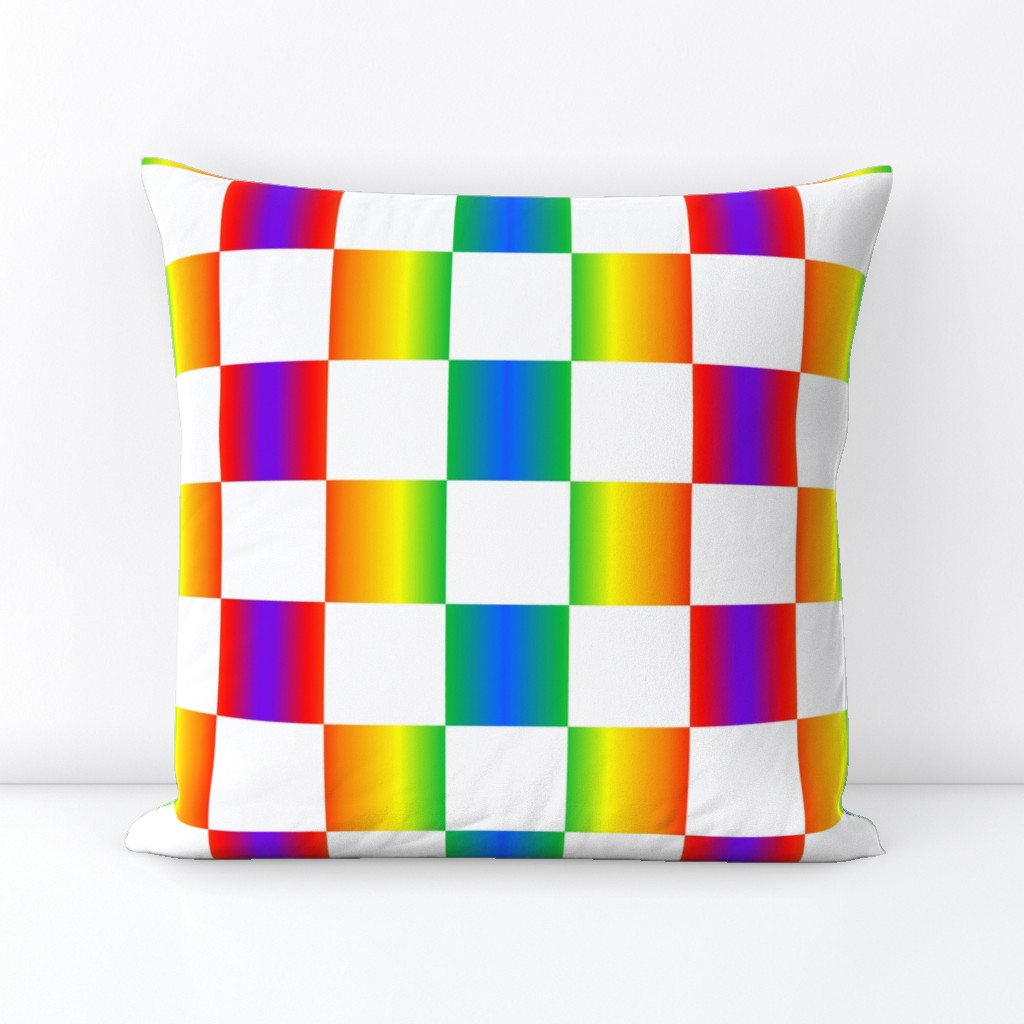 white and rainbow varigate checkerboard