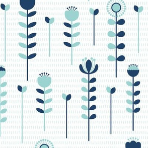 Long Stemmed Blue Flowers - Textured Background