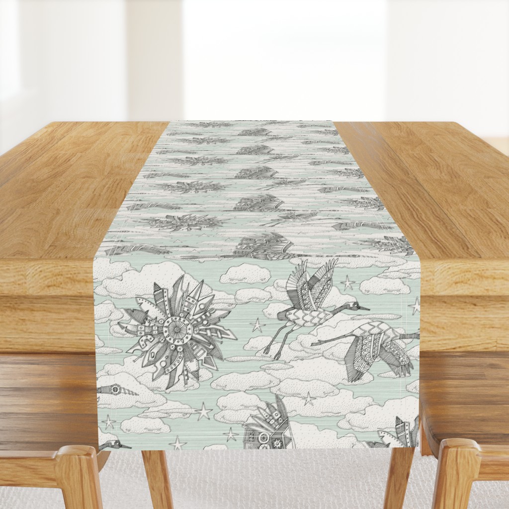 steampunk crane toile mint