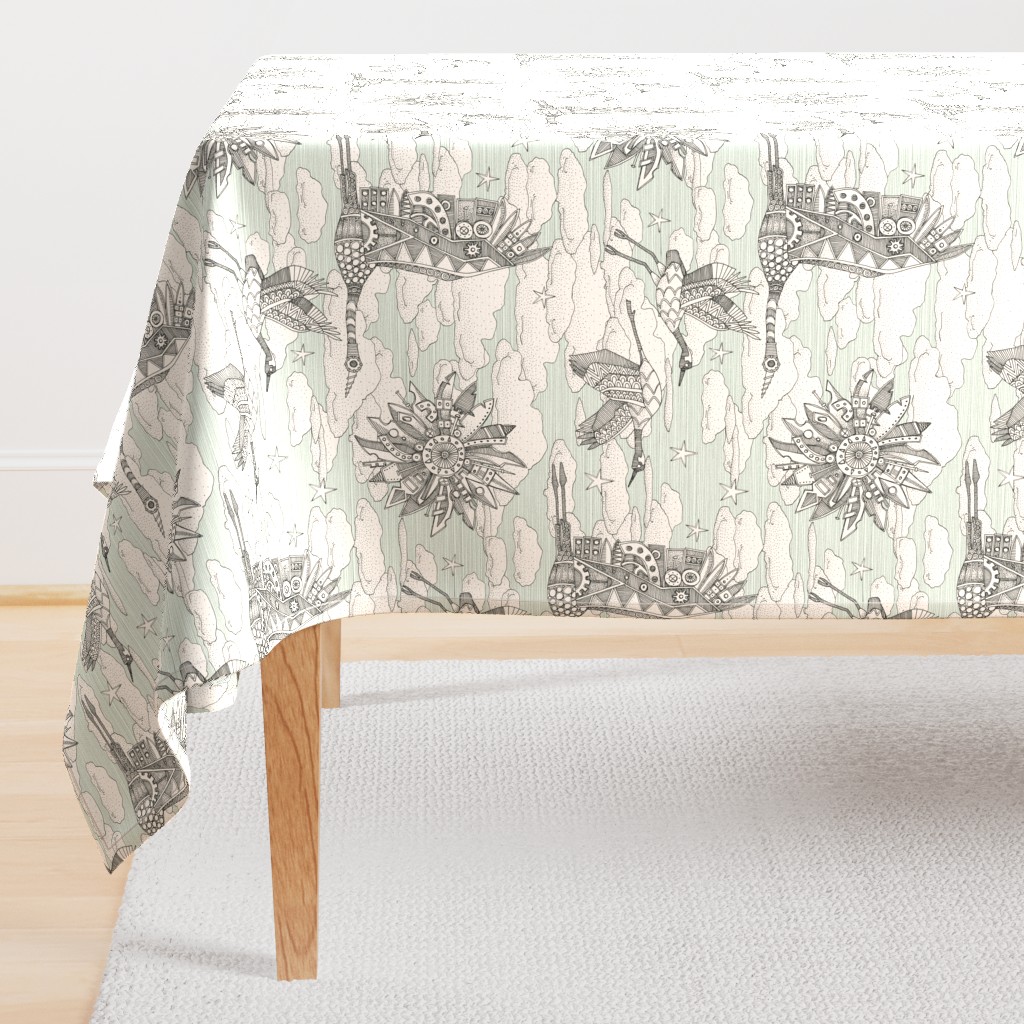 steampunk crane toile mint