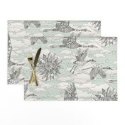 steampunk crane toile mint