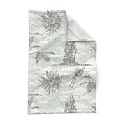 steampunk crane toile mint