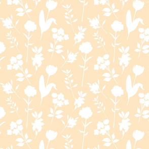 Spring Garden Chintz - white on creamy beige, medium 