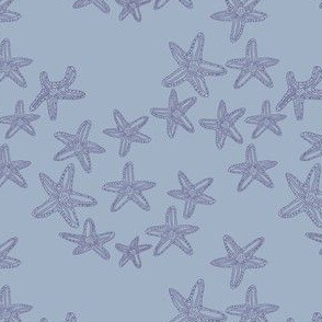 sea star scallop blue violet on soft sky  blue