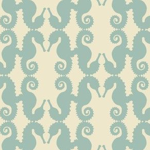 seahorse diamonds sea glass blue on cream