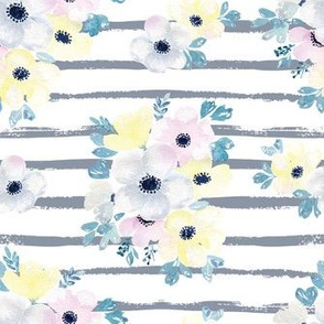 watercolor flowers with stripes