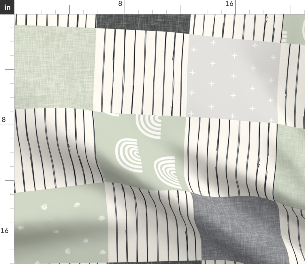 rotated - moss green cheater quilt wholecloth