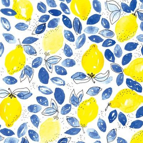 lemons with blue leaves