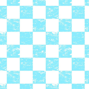 pastel blue and white distressed checkerboard