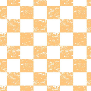 pastel orange and white distressed checkerboard