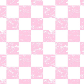 pastel pink and white distressed checkerboard