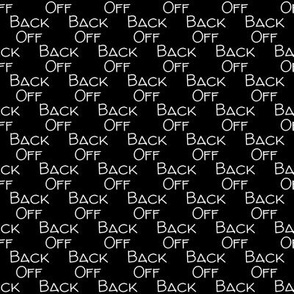 back off white on black small