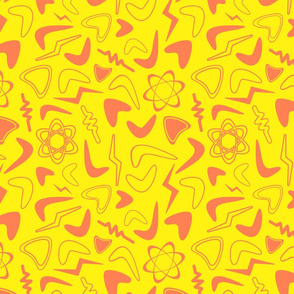 atomic shapes orange on yellow