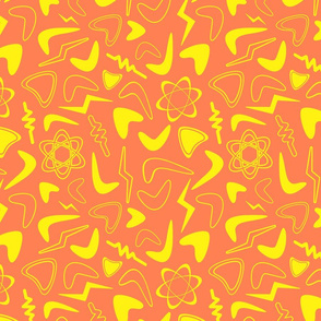 atomic shapes yellow on orange