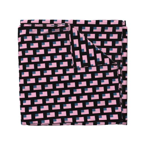 pink american flag fabric - black